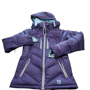 Burton Womens‎ Snowboard Jacket Purple Quilted Down Hooded Ski Coat Pass Pocket